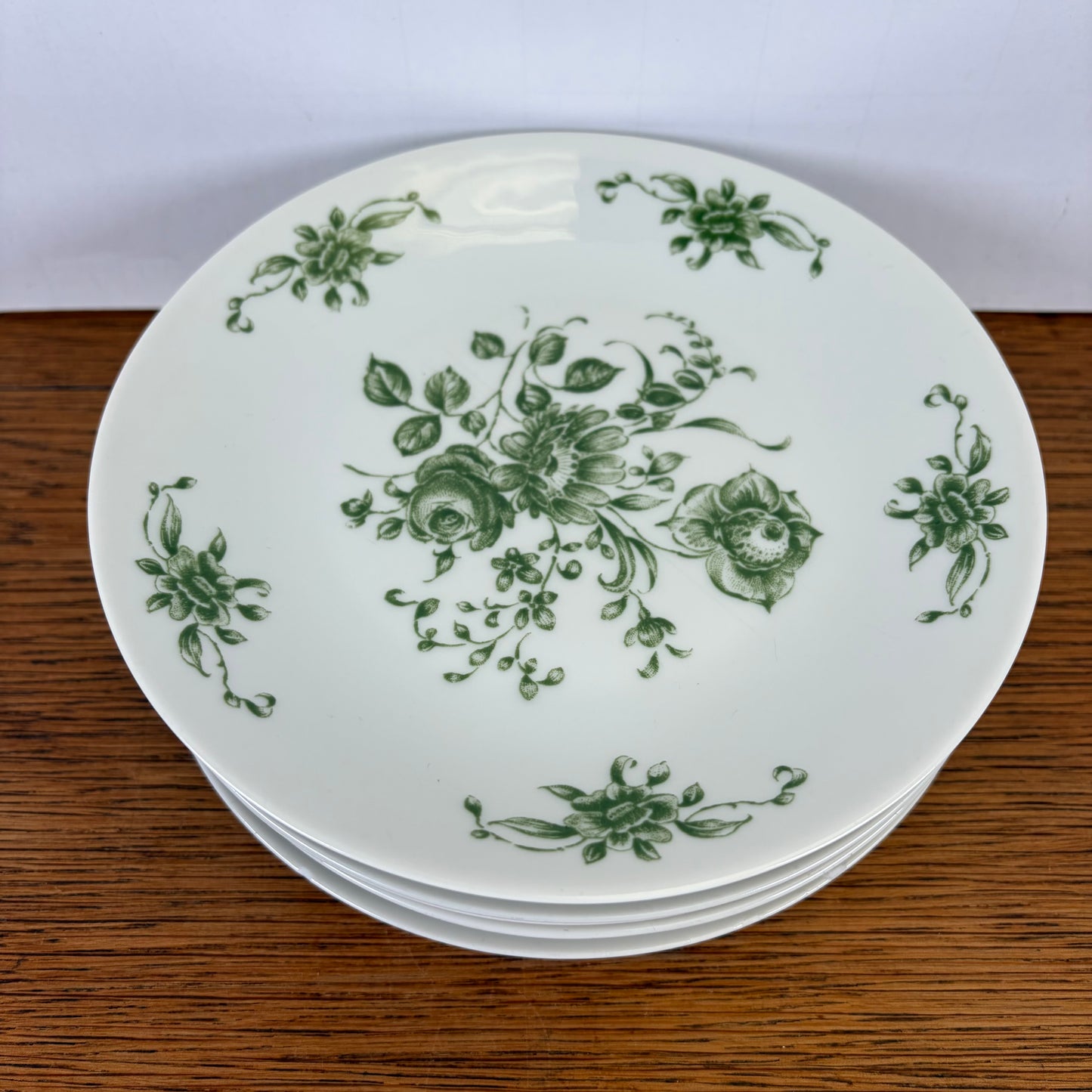 Vintage gebaksbordje groene bloem