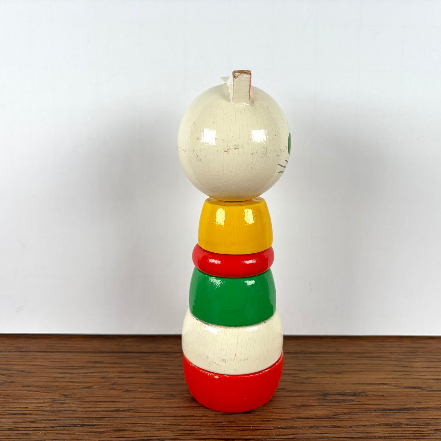 Vintage Stapelfiguur houten kat