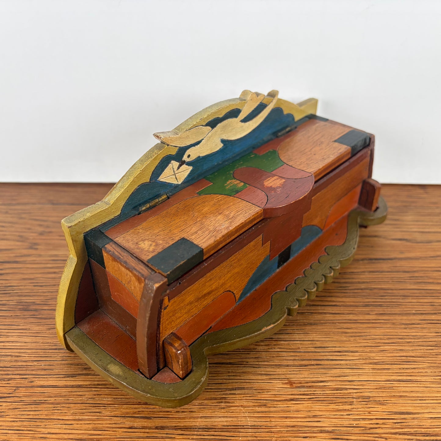 Vintage houten postzegel doosje