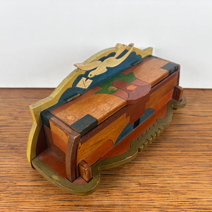 Vintage houten postzegel doosje