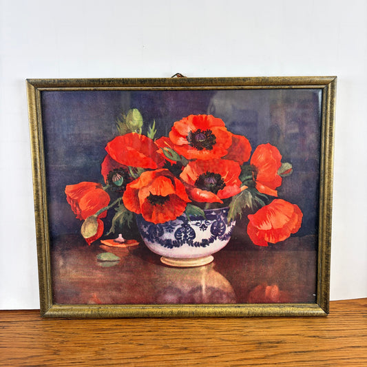 Vintage schilderij klaprozen