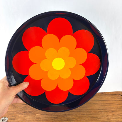 Vintage jaren 70 dienblad bloem
