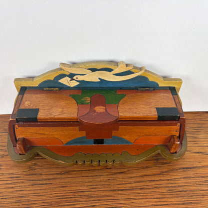 Vintage houten postzegel doosje