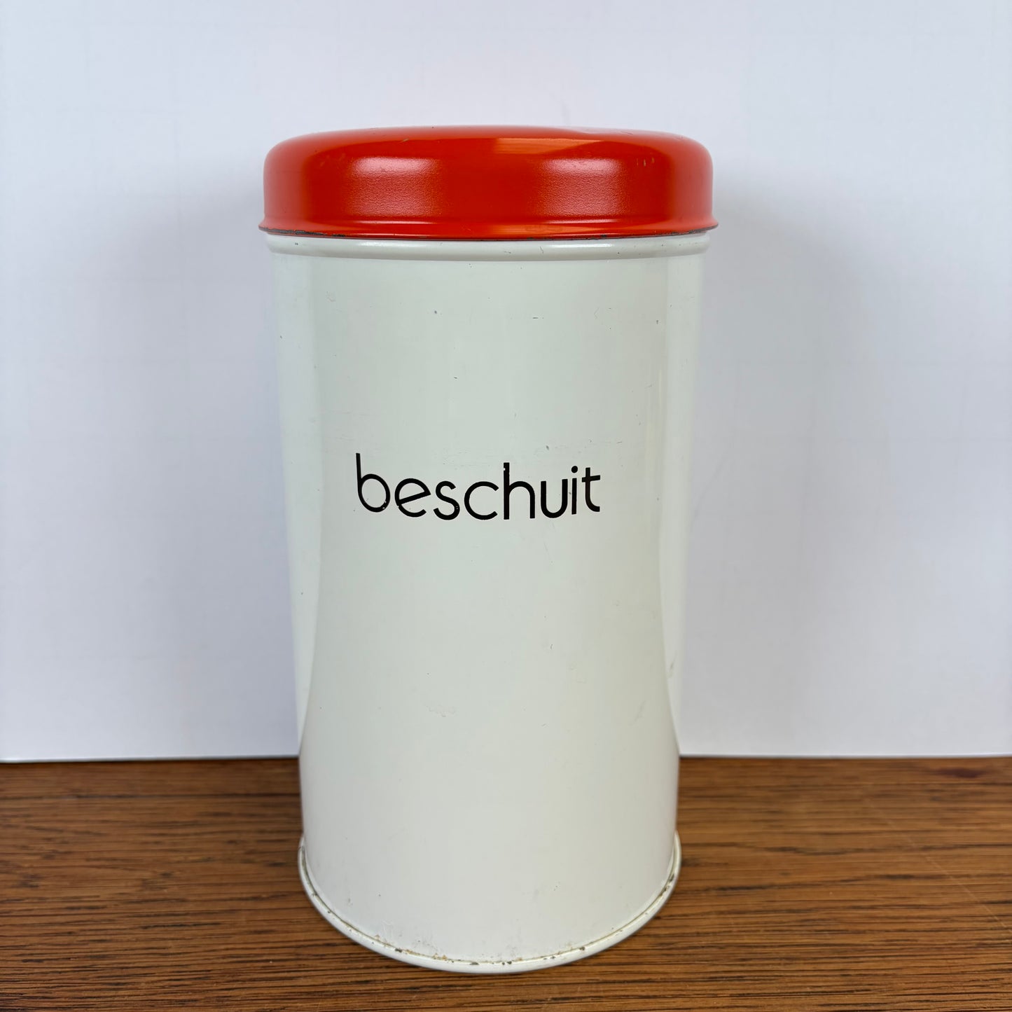 Vintage beschuitbus Brabantia wit oranje