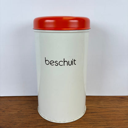 Vintage beschuitbus Brabantia wit oranje