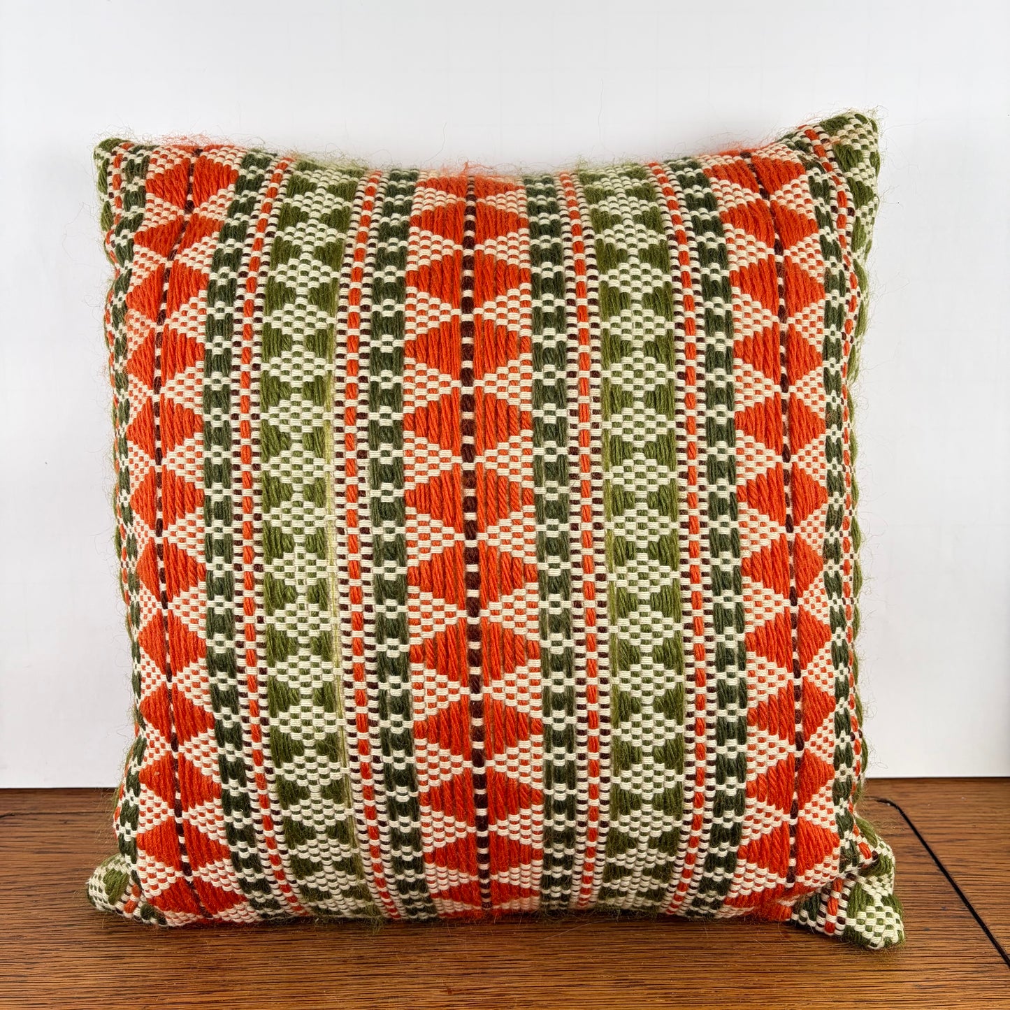 Vintage kussen oranje groen