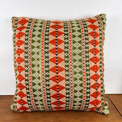 Vintage kussen oranje groen
