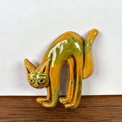 Vintage keramieken wandhanger kat