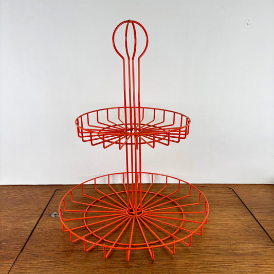 Vintage oranje etagere fruitschaal