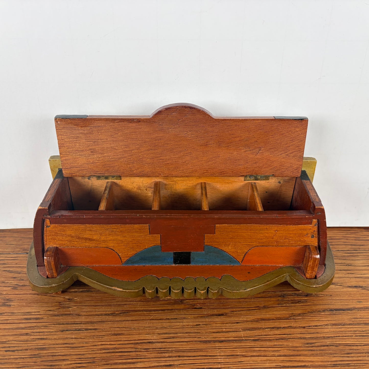 Vintage houten postzegel doosje