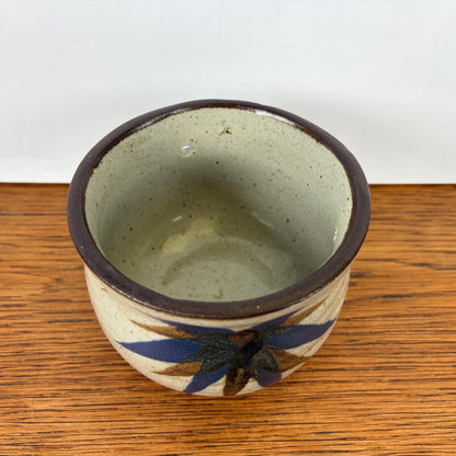 Vintage hangbloempot blauw bruin