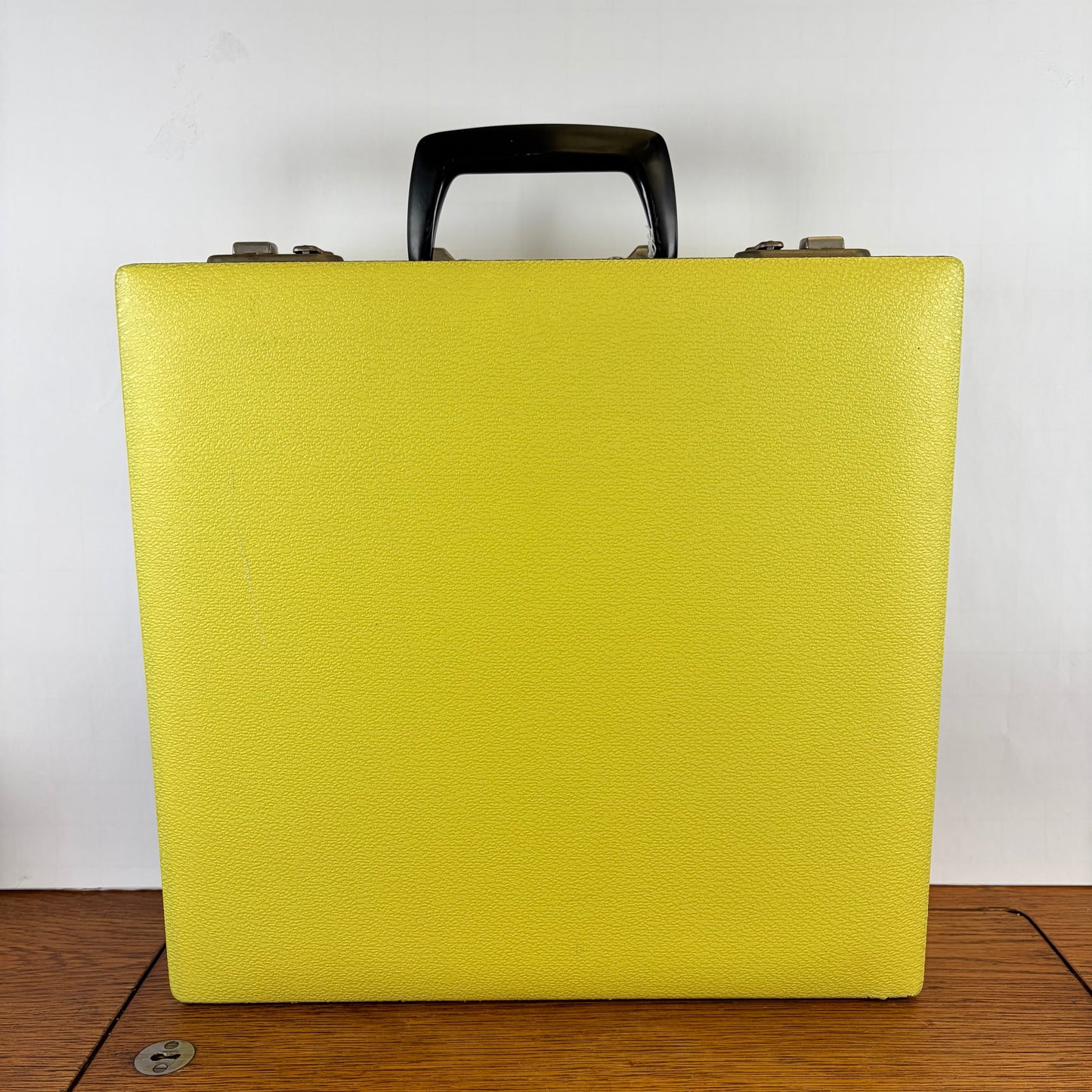 Vintage platenkoffer geel