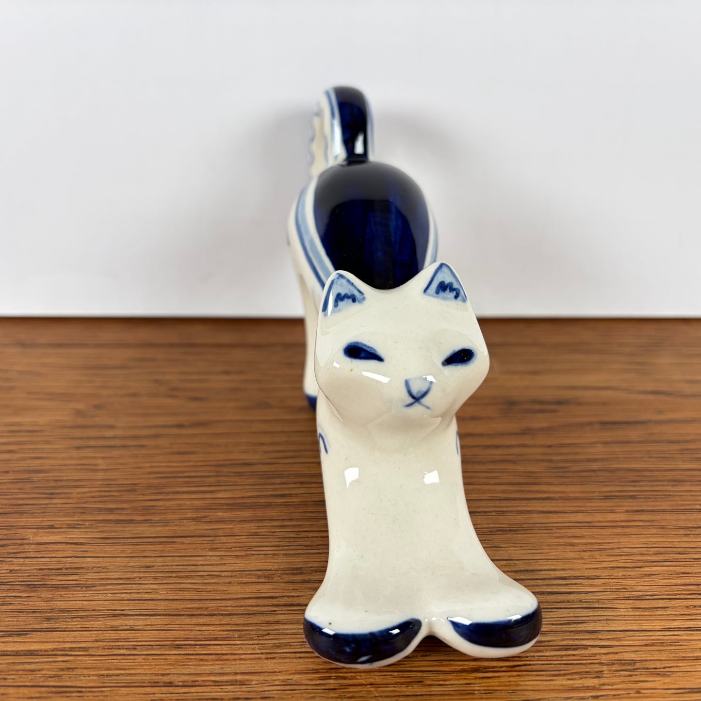 Vintage blauwe kat Gzhel