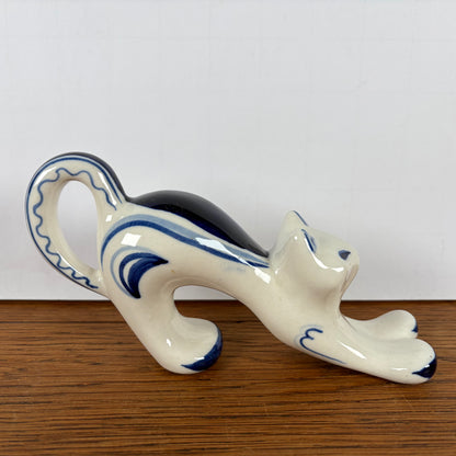 Vintage blauwe kat Gzhel
