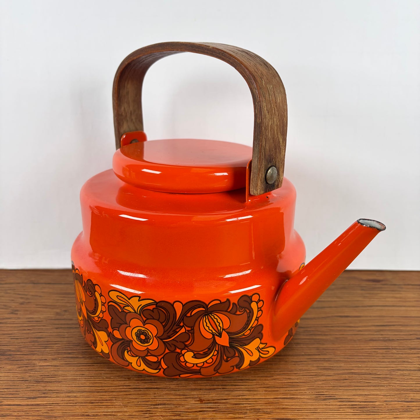 Vintage emaille theepot oranje