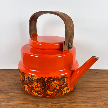 Vintage emaille theepot oranje