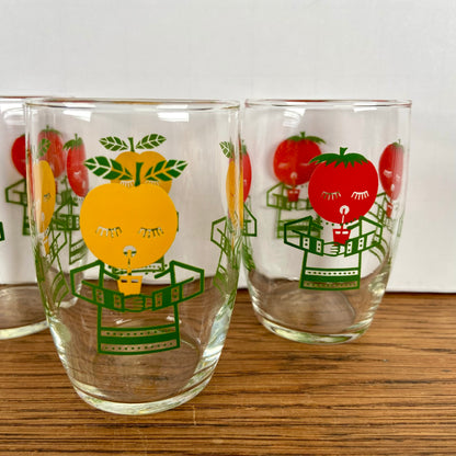 3 vintage glaasjes rood geel