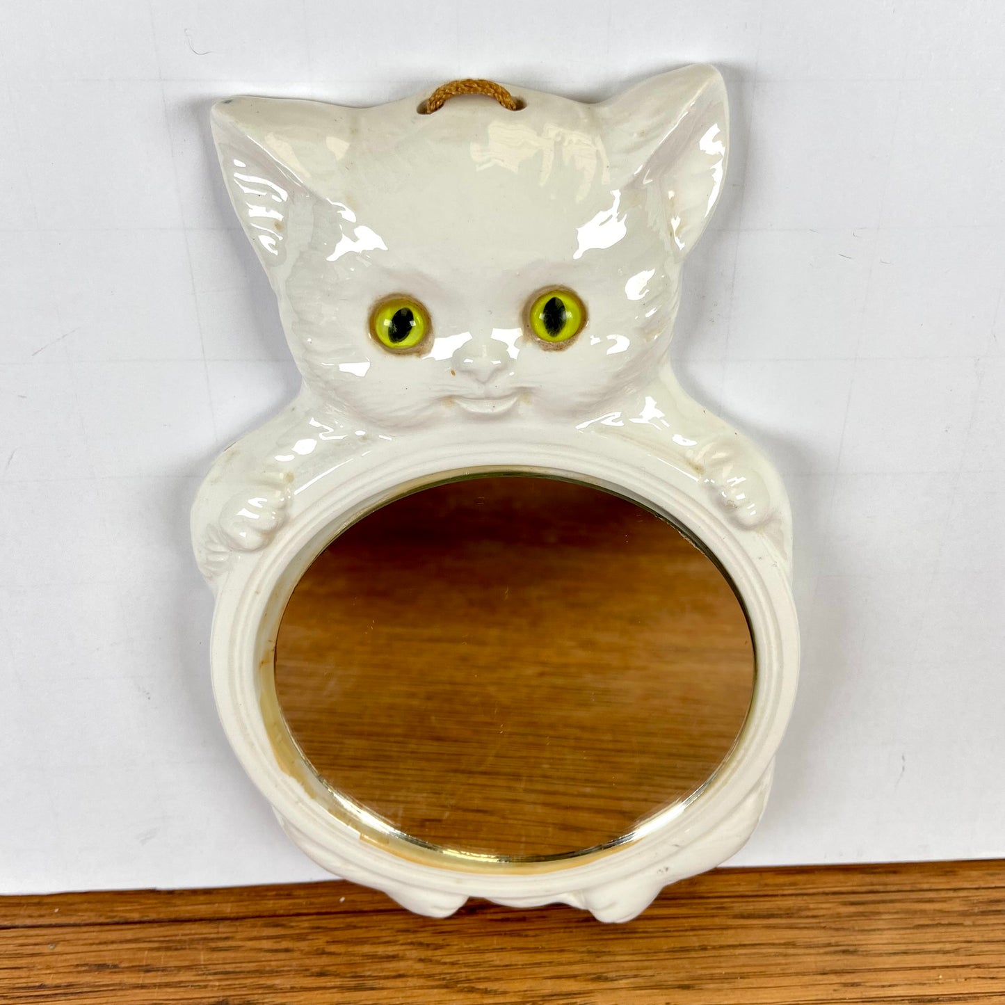 Vintage wit spiegeltje kat
