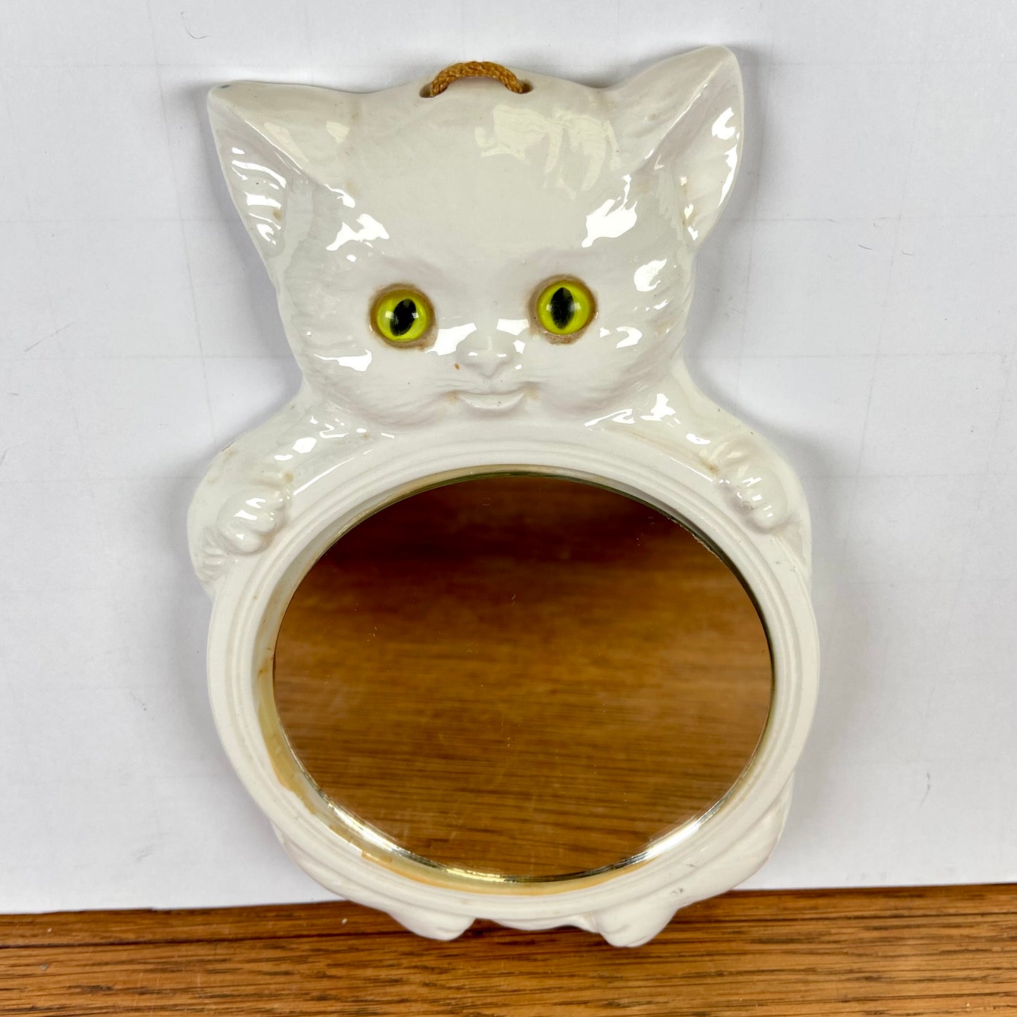 Vintage wit spiegeltje kat