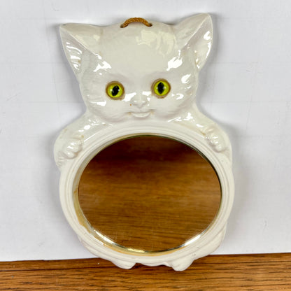 Vintage wit spiegeltje kat