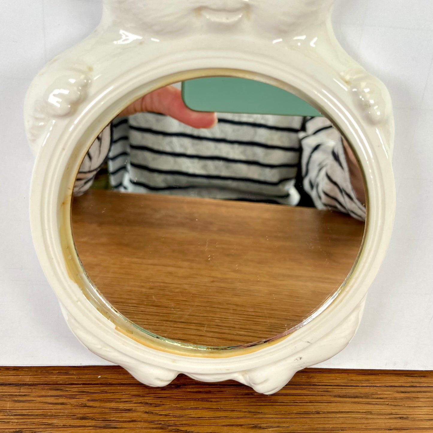 Vintage wit spiegeltje kat