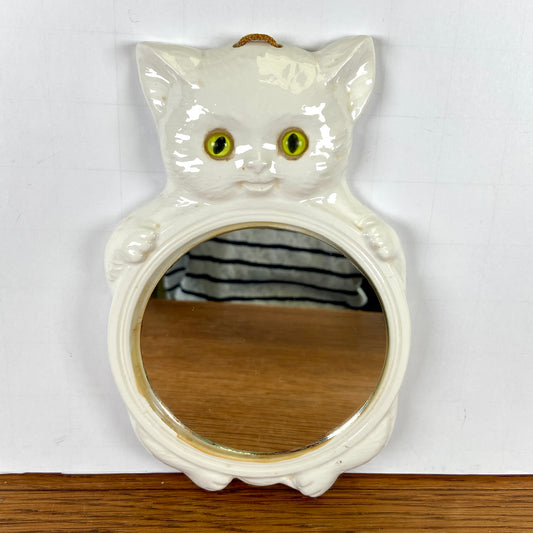Vintage wit spiegeltje kat