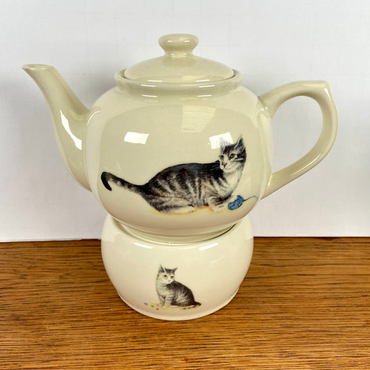 Theepot met theelicht katten