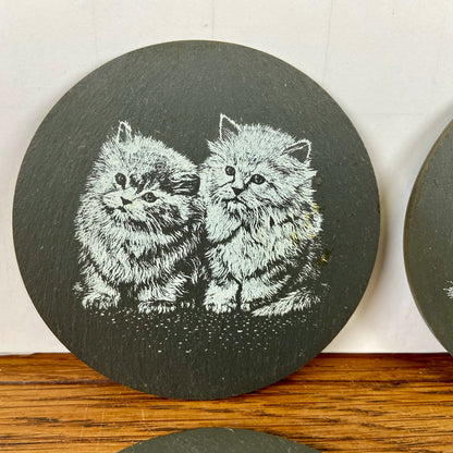 4 leistenen onderzetters katten