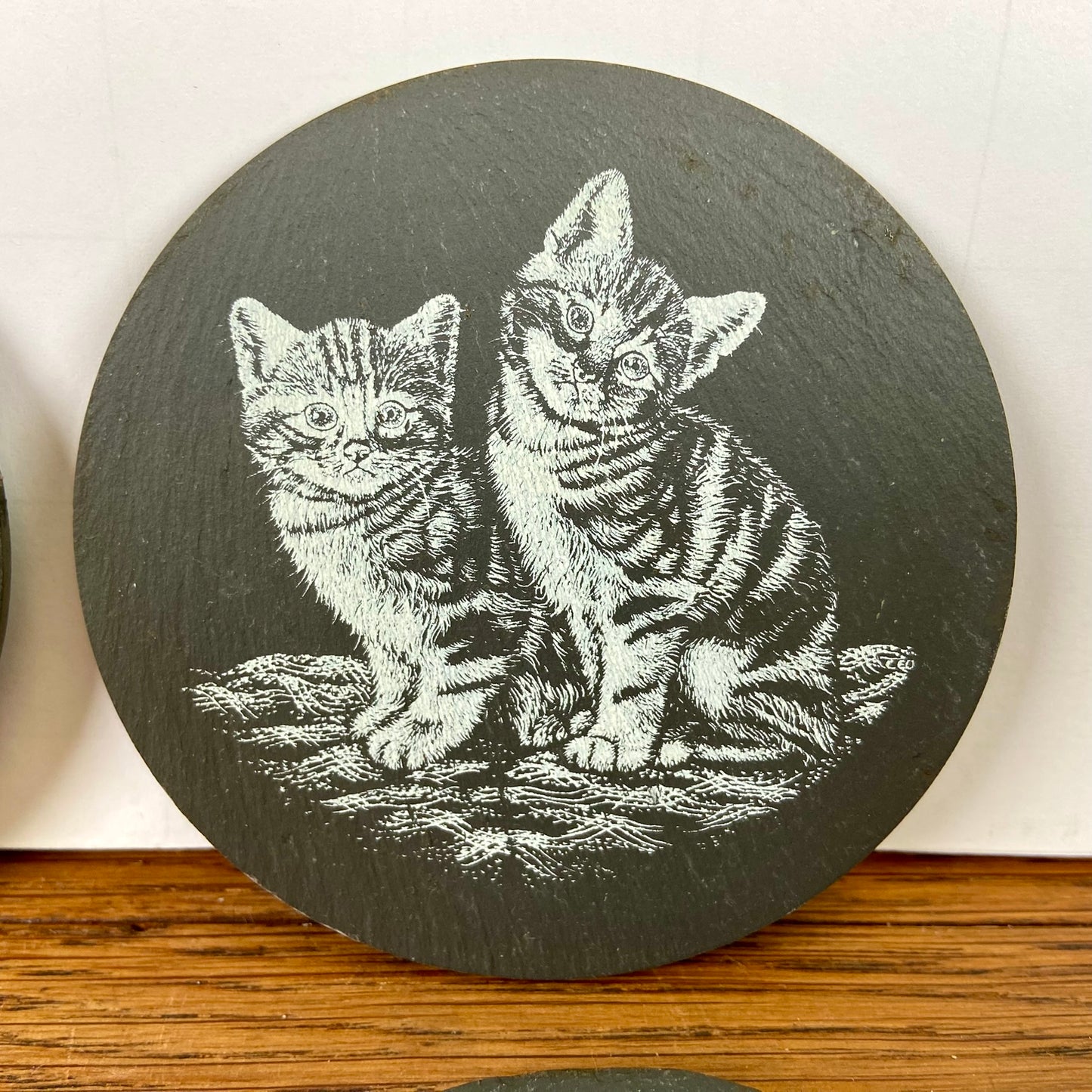 4 leistenen onderzetters katten