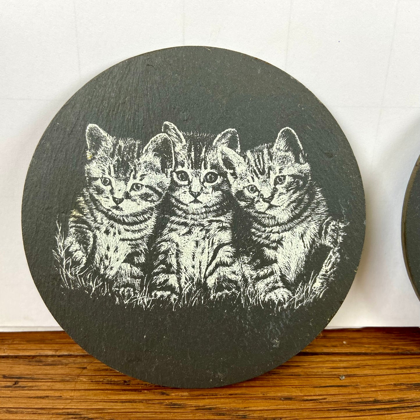 4 leistenen onderzetters katten