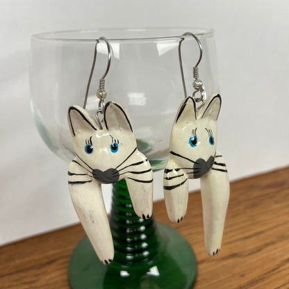 Houten oorbellen katten