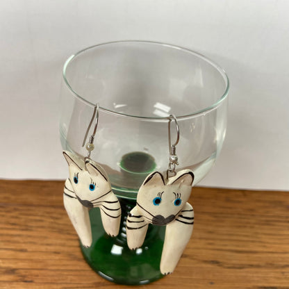 Houten oorbellen katten