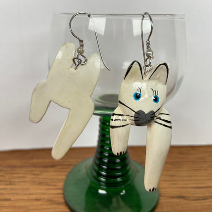 Houten oorbellen katten