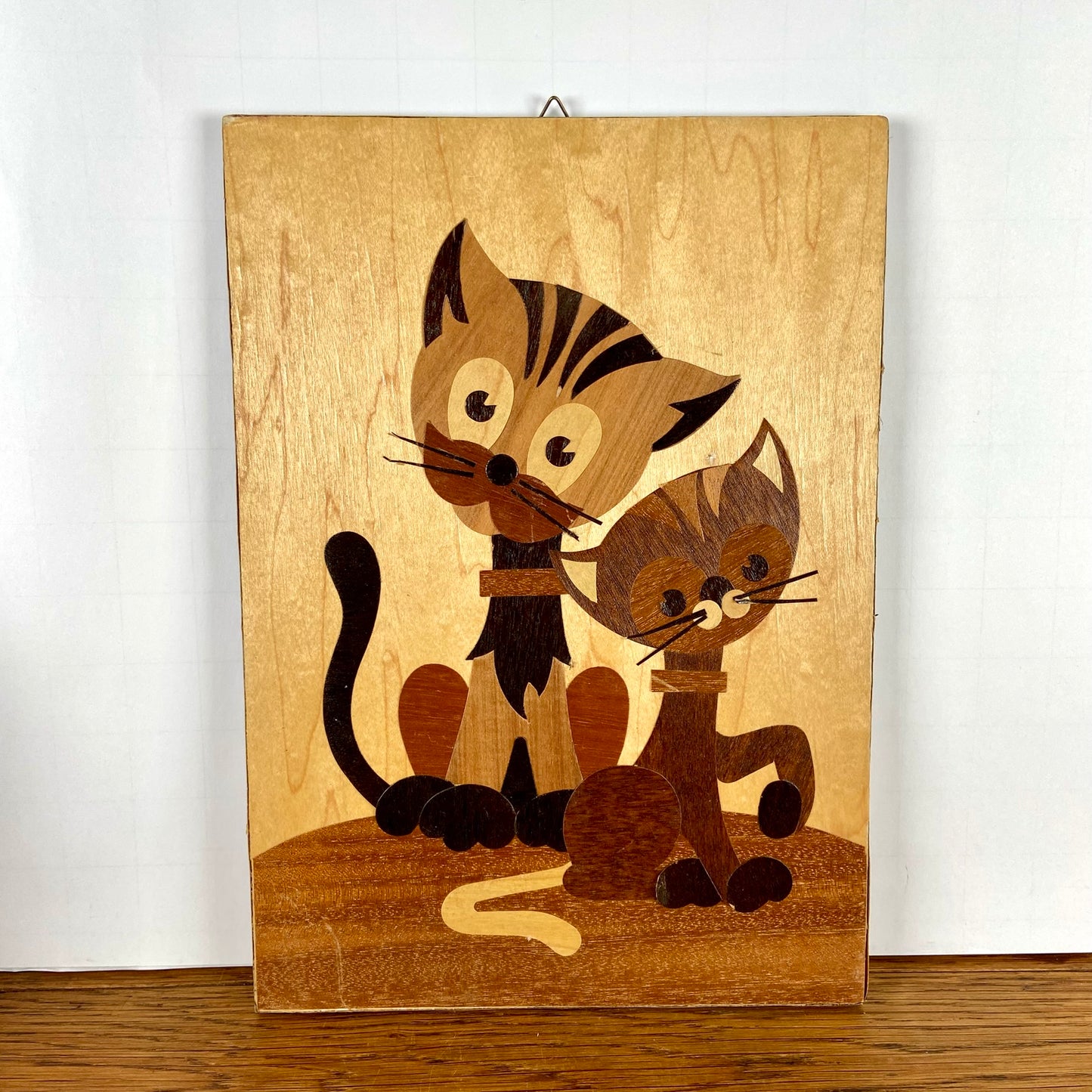 Vintage houten kattenprent
