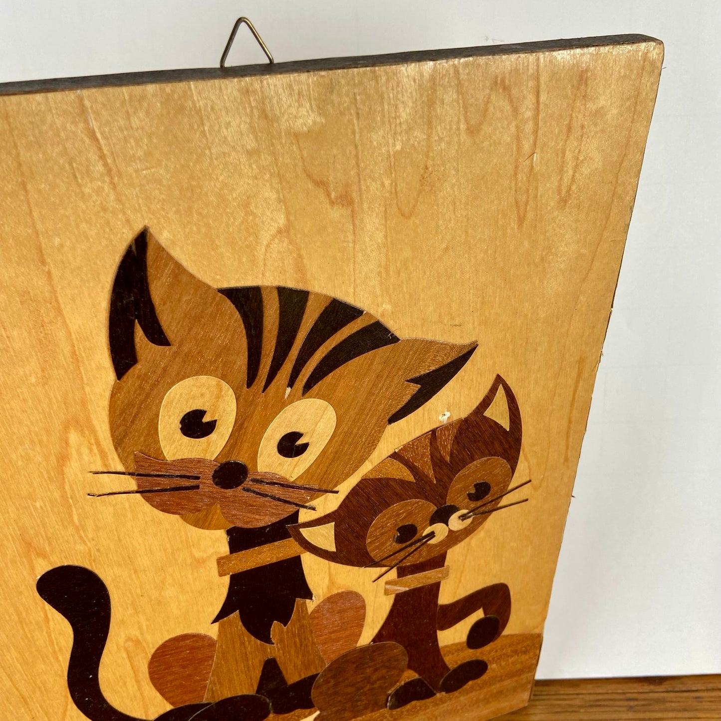 Vintage houten kattenprent