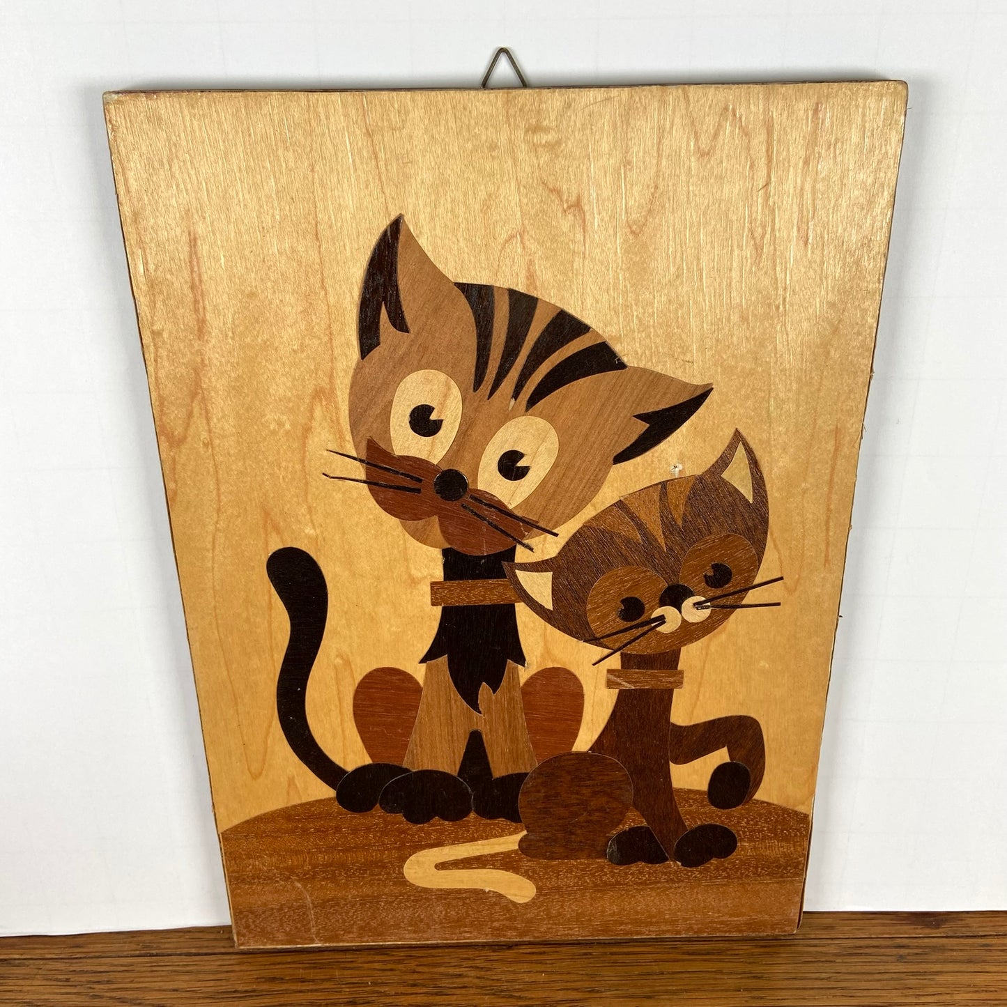 Vintage houten kattenprent
