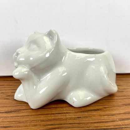 Klein wit bloempotje kat