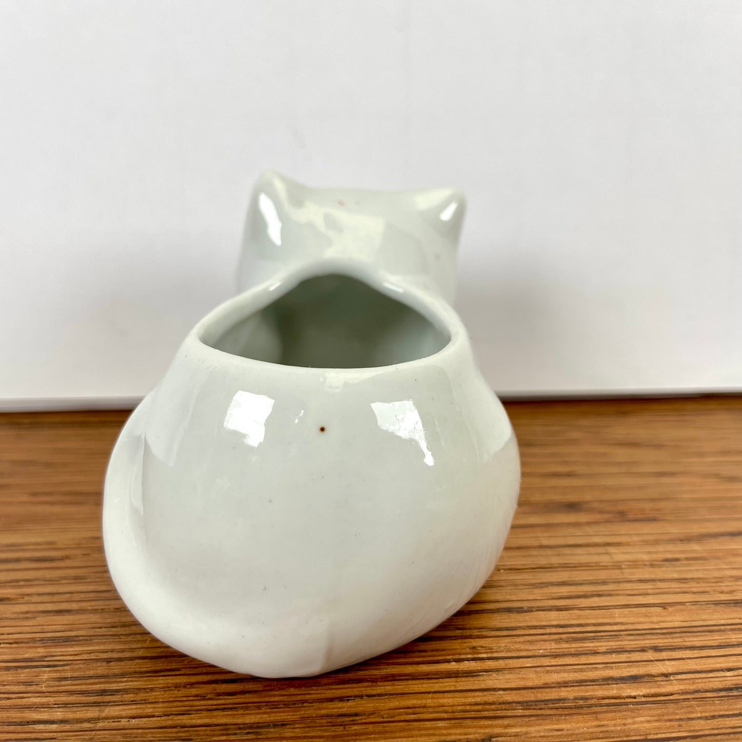 Klein wit bloempotje kat