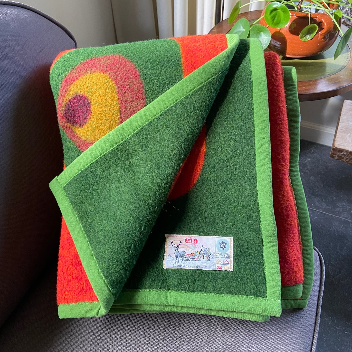 Vintage deken groen rood