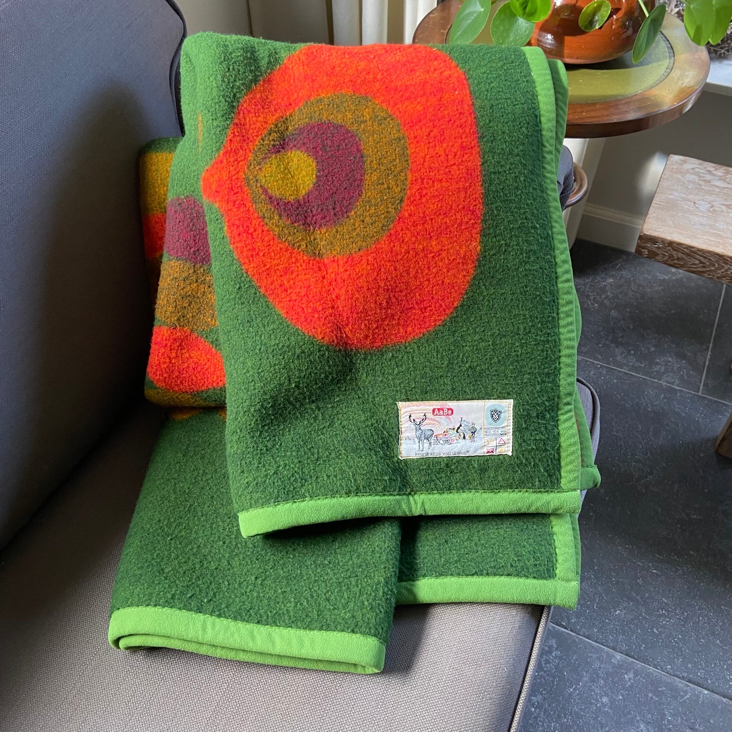 Vintage deken groen rood