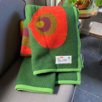 Vintage deken groen rood