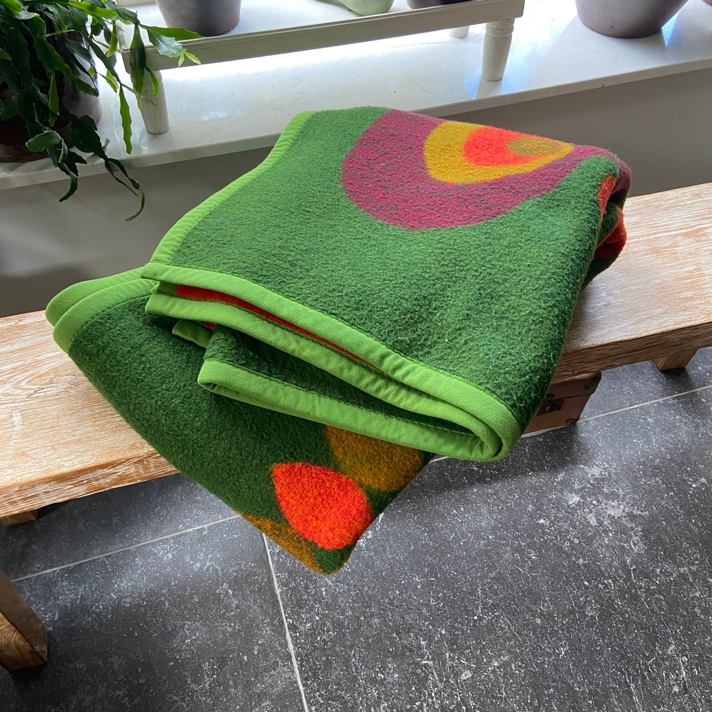 Vintage deken groen rood