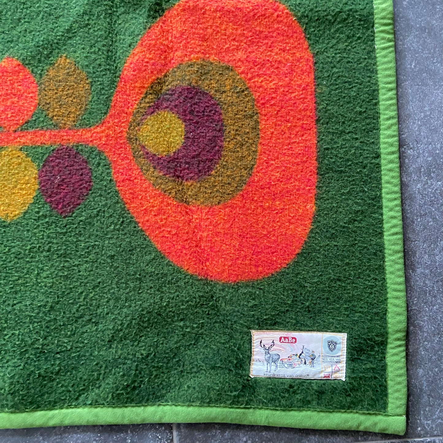 Vintage deken groen rood