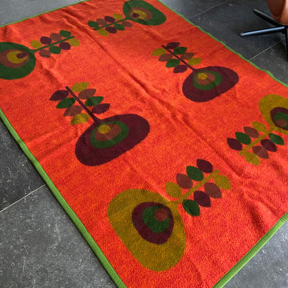 Vintage deken groen rood