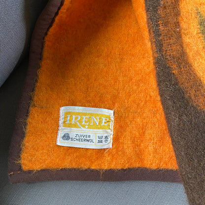 Vintage wollen deken oranje bruin
