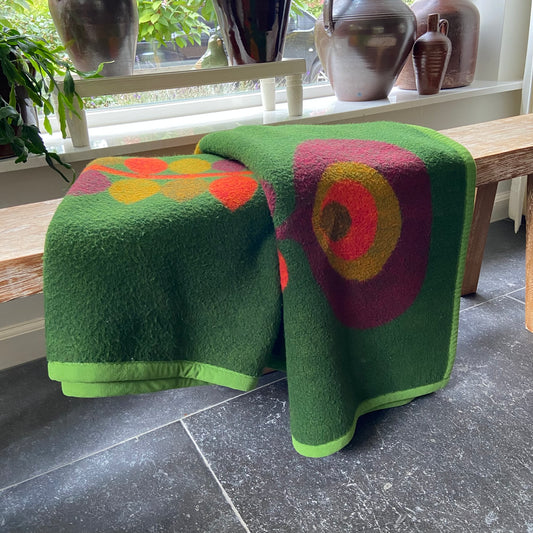 Vintage deken groen rood