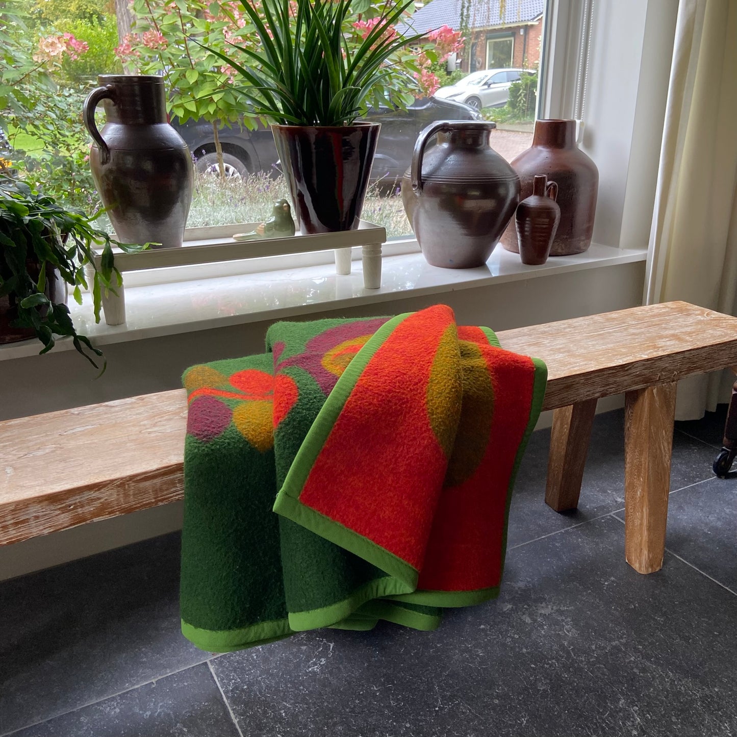 Vintage deken groen rood