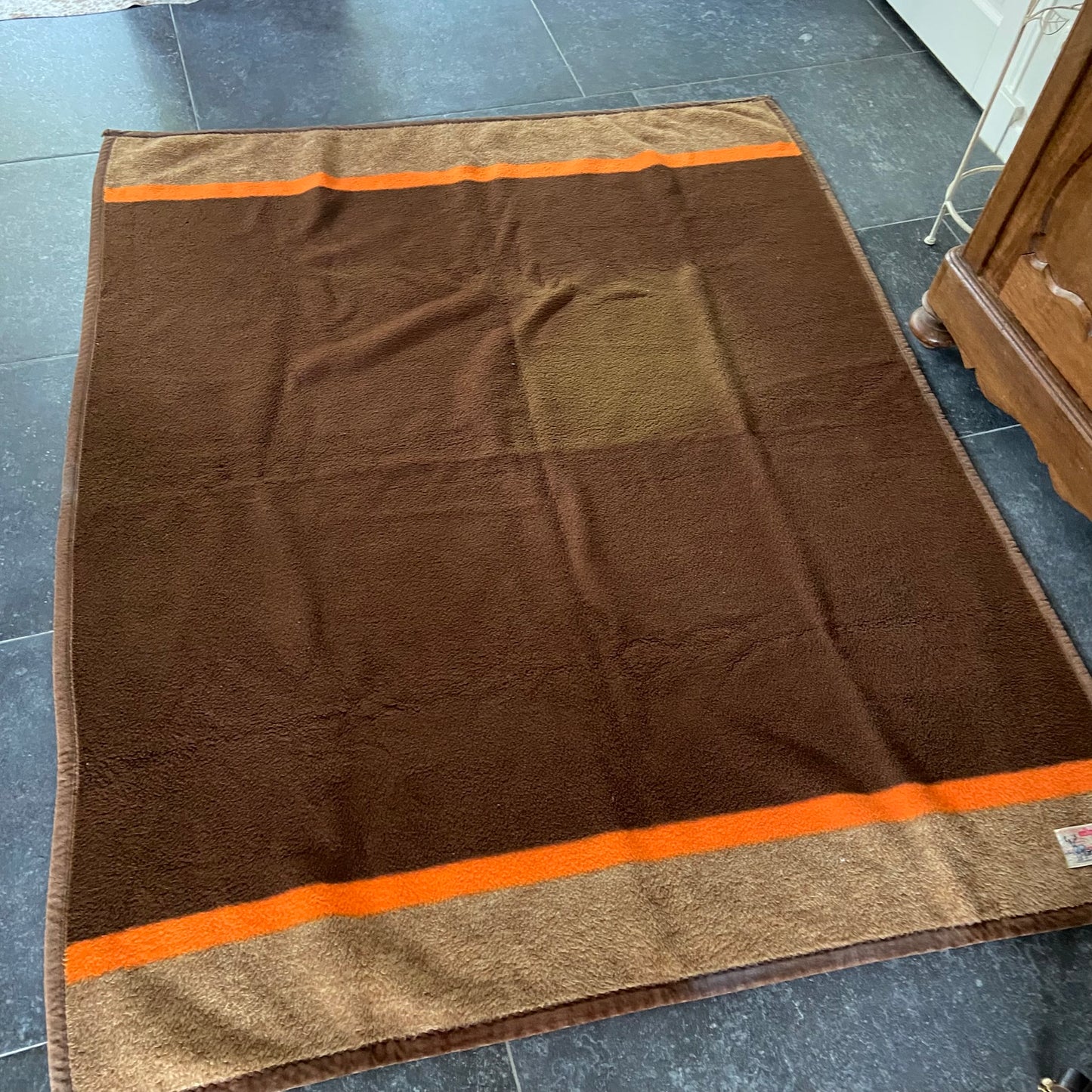 Vintage bruine deken Dralon
