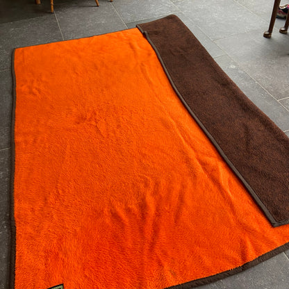 Vintage bruin oranje deken Dralon