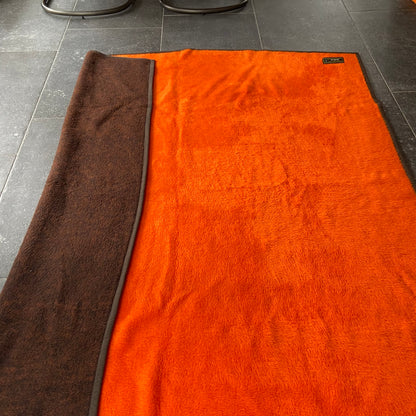 Vintage bruin oranje deken Dralon